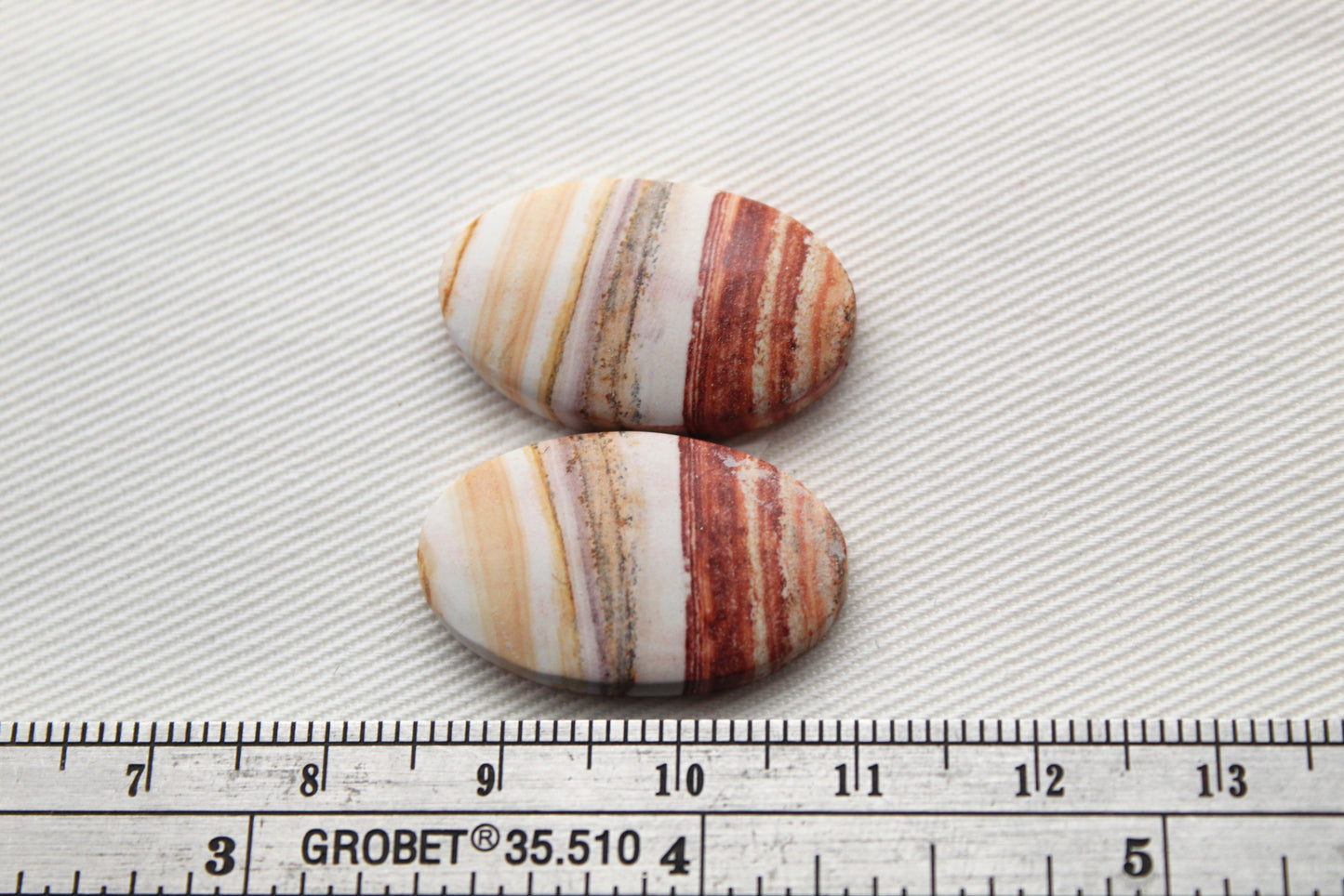 TWO Retro Jasper Cabochon orange Oval