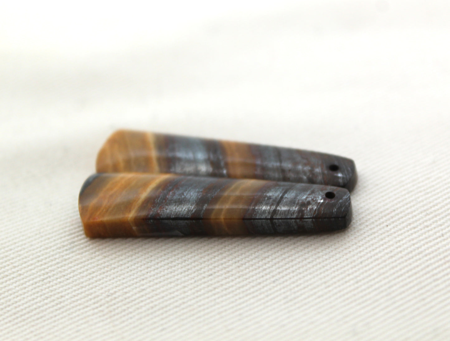 Iron Tiger Eye Pair Cabochon Gemstone DRILLED