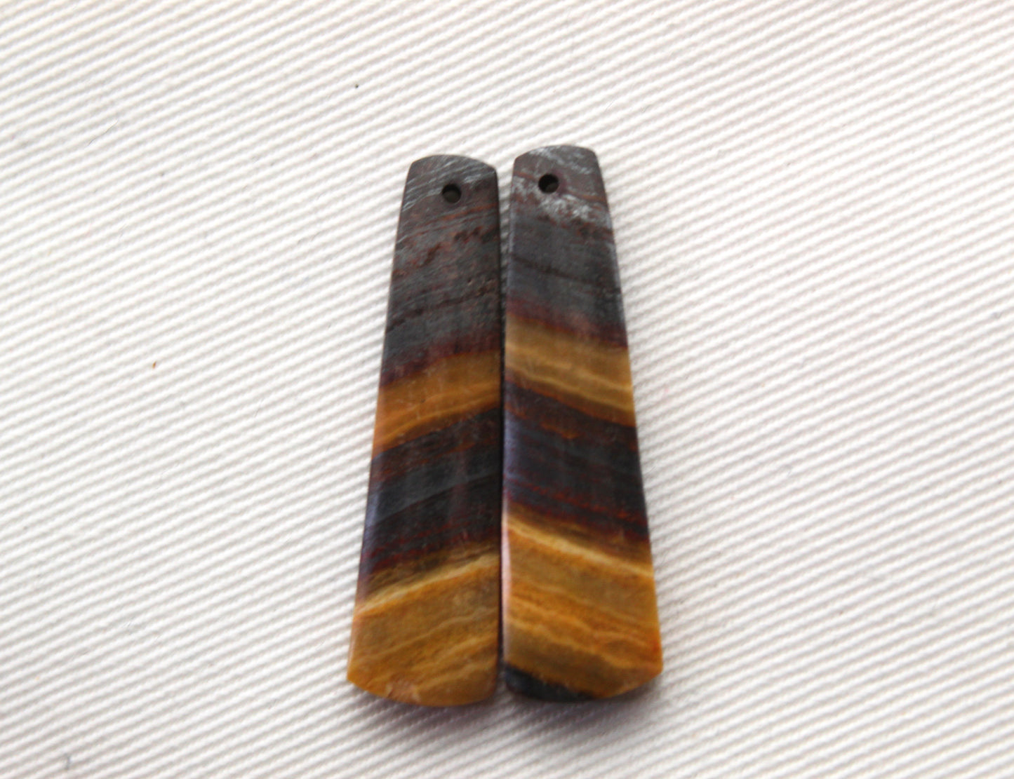 Iron Tiger Eye Pair Cabochon Gemstone DRILLED