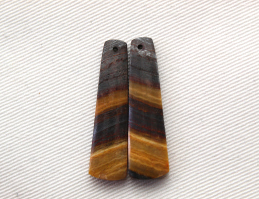 Iron Tiger Eye Pair Cabochon Gemstone DRILLED