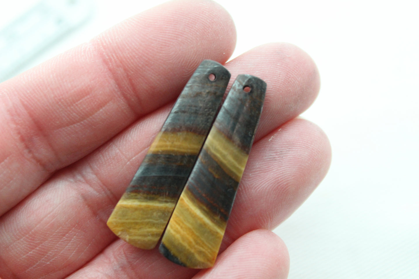 Iron Tiger Eye Pair Cabochon Gemstone DRILLED