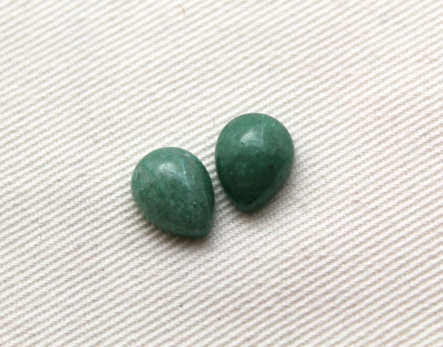 TWO pear green aventurine cabochons Gemstone 8X10MM