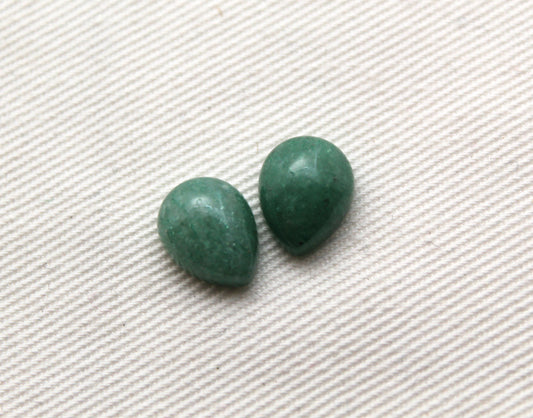 TWO pear green aventurine cabochons Gemstone 8X10MM