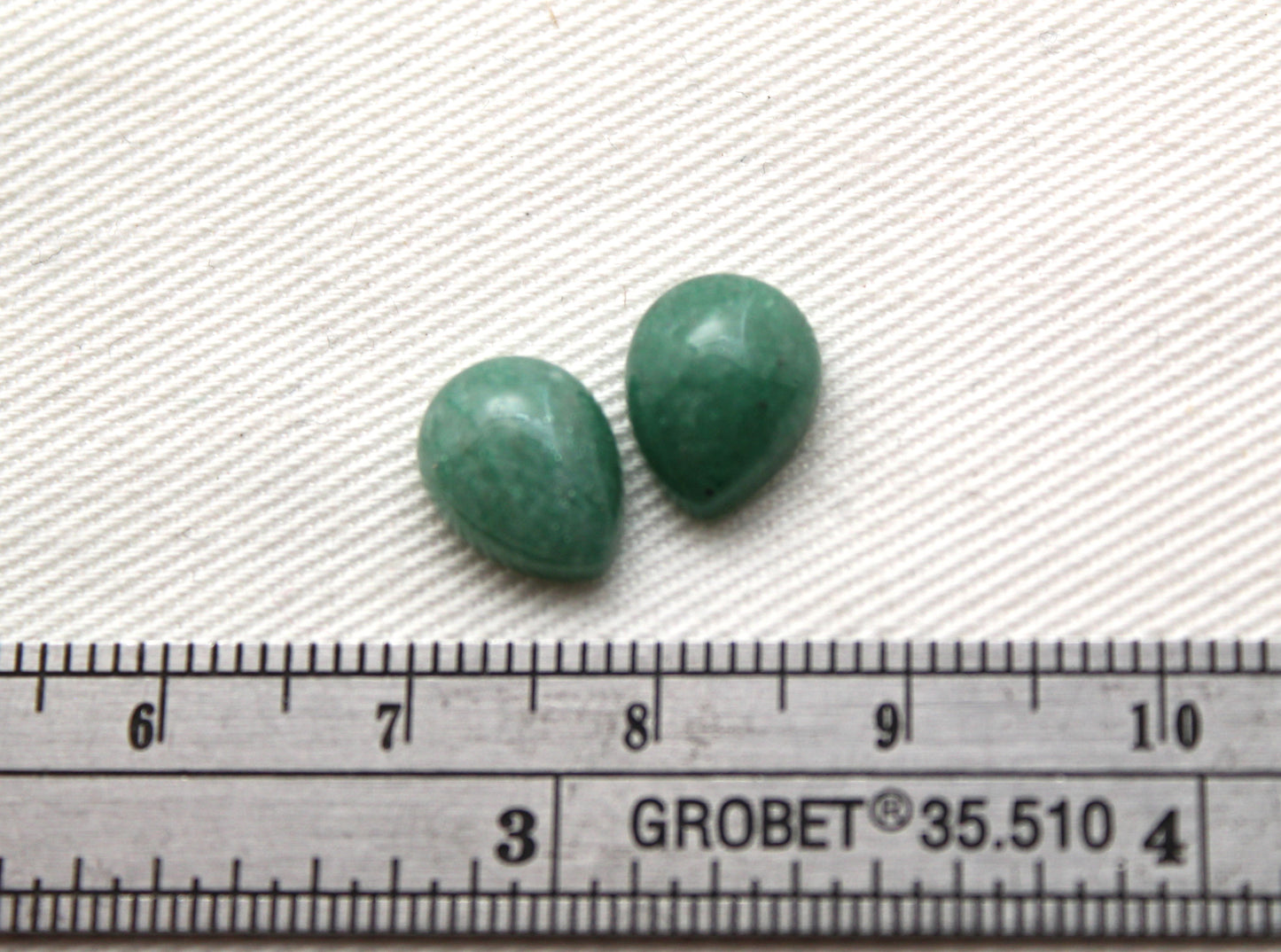 TWO pear green aventurine cabochons Gemstone 8X10MM
