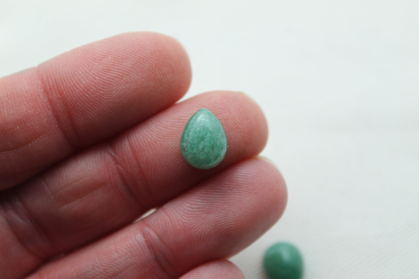 TWO pear green aventurine cabochons Gemstone 8X10MM