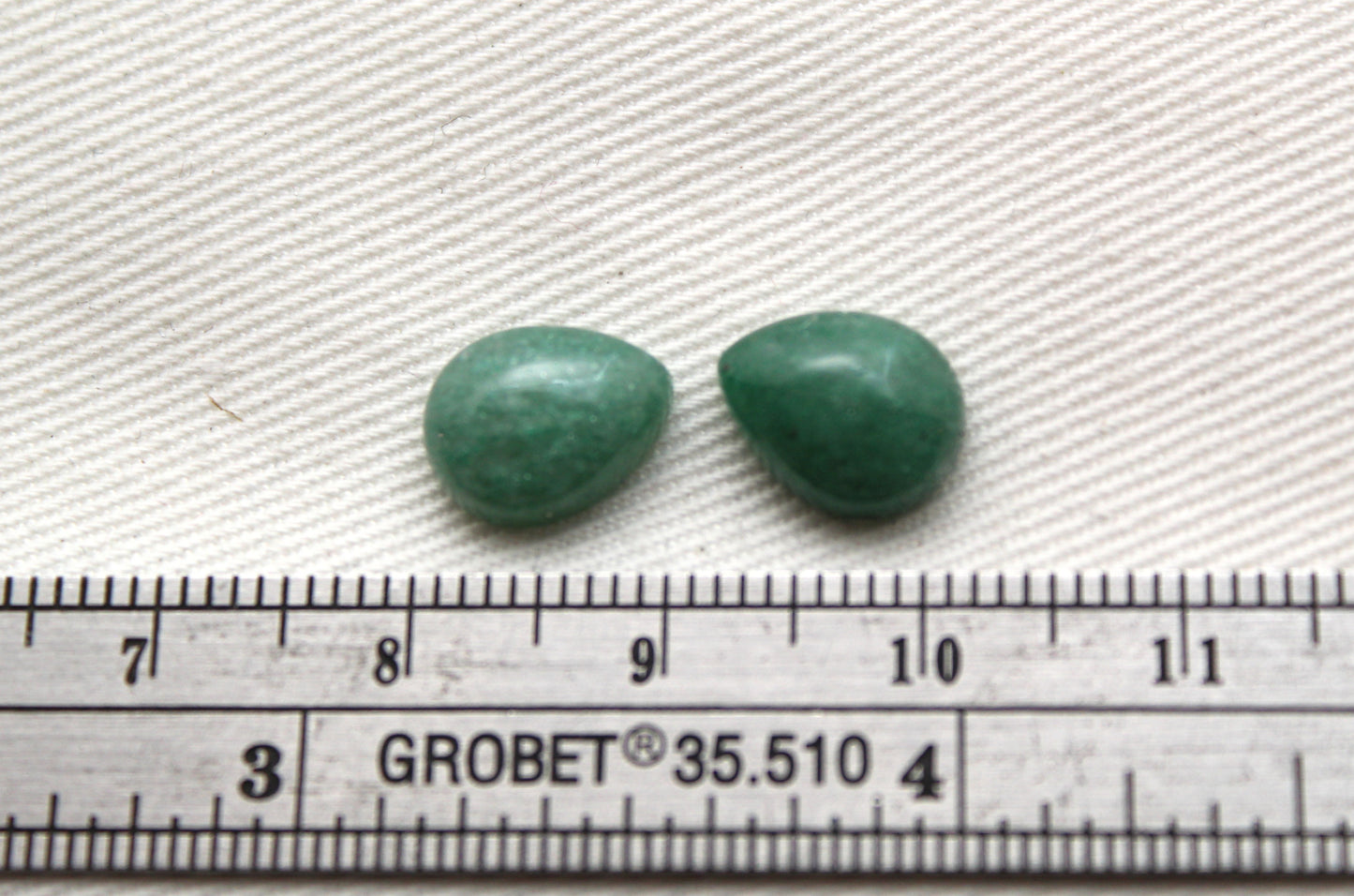 TWO pear green aventurine cabochons Gemstone 8X10MM