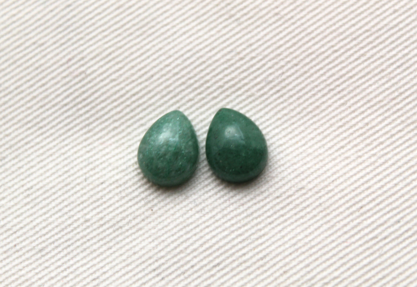 TWO pear green aventurine cabochons Gemstone 8X10MM