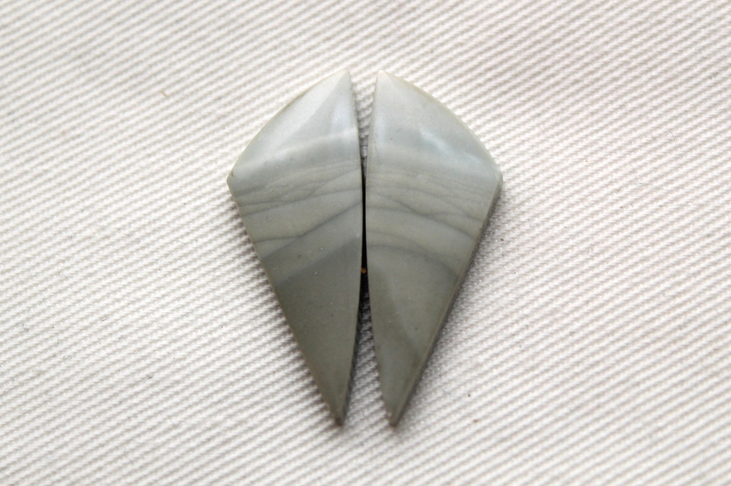 Pair of green Jasper Cabochons