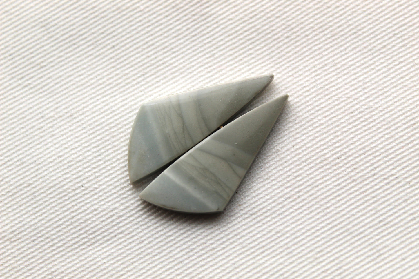 Pair of green Jasper Cabochons