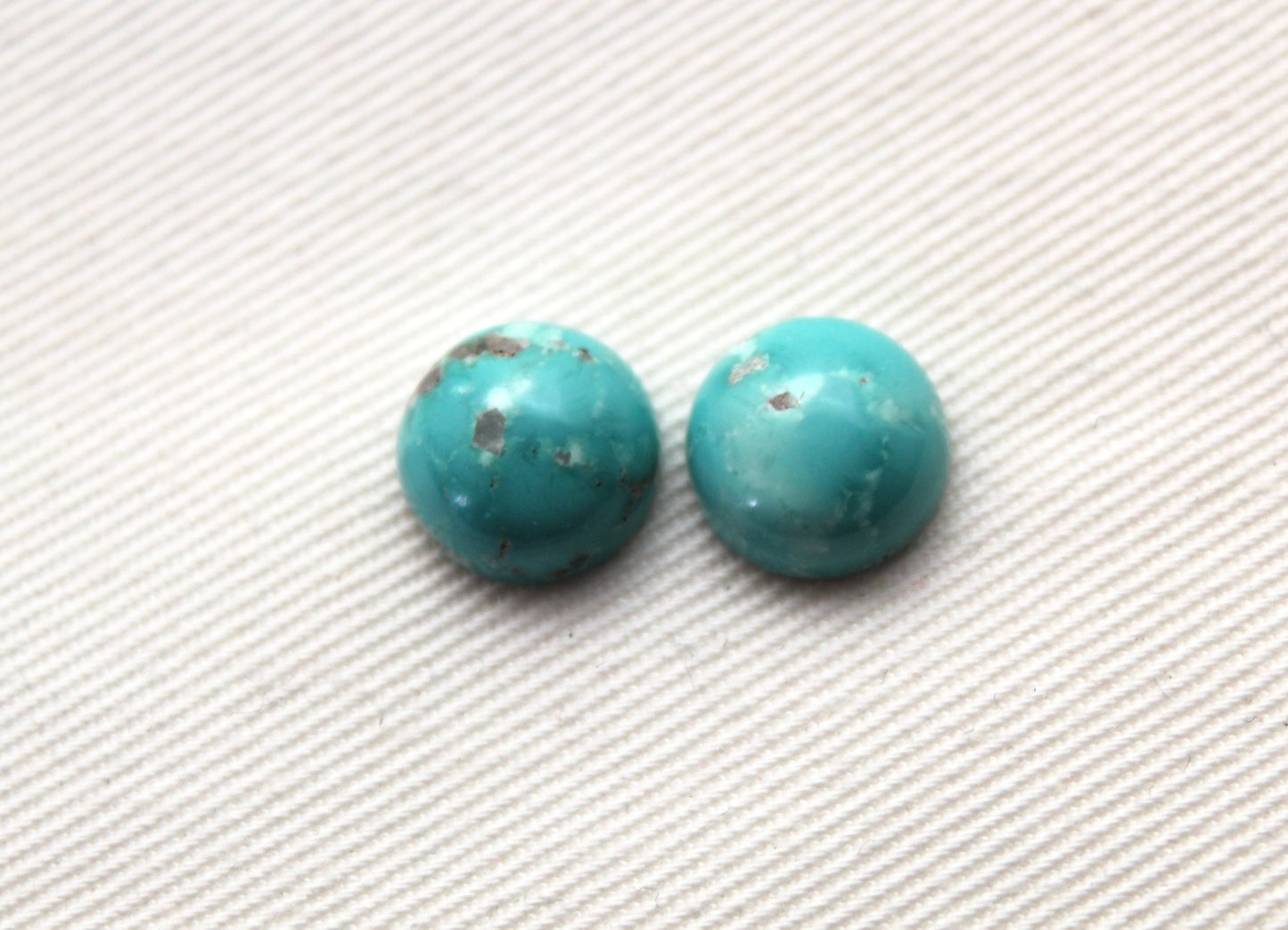 TWO round Turquoise cabochons Gemstones 10MM