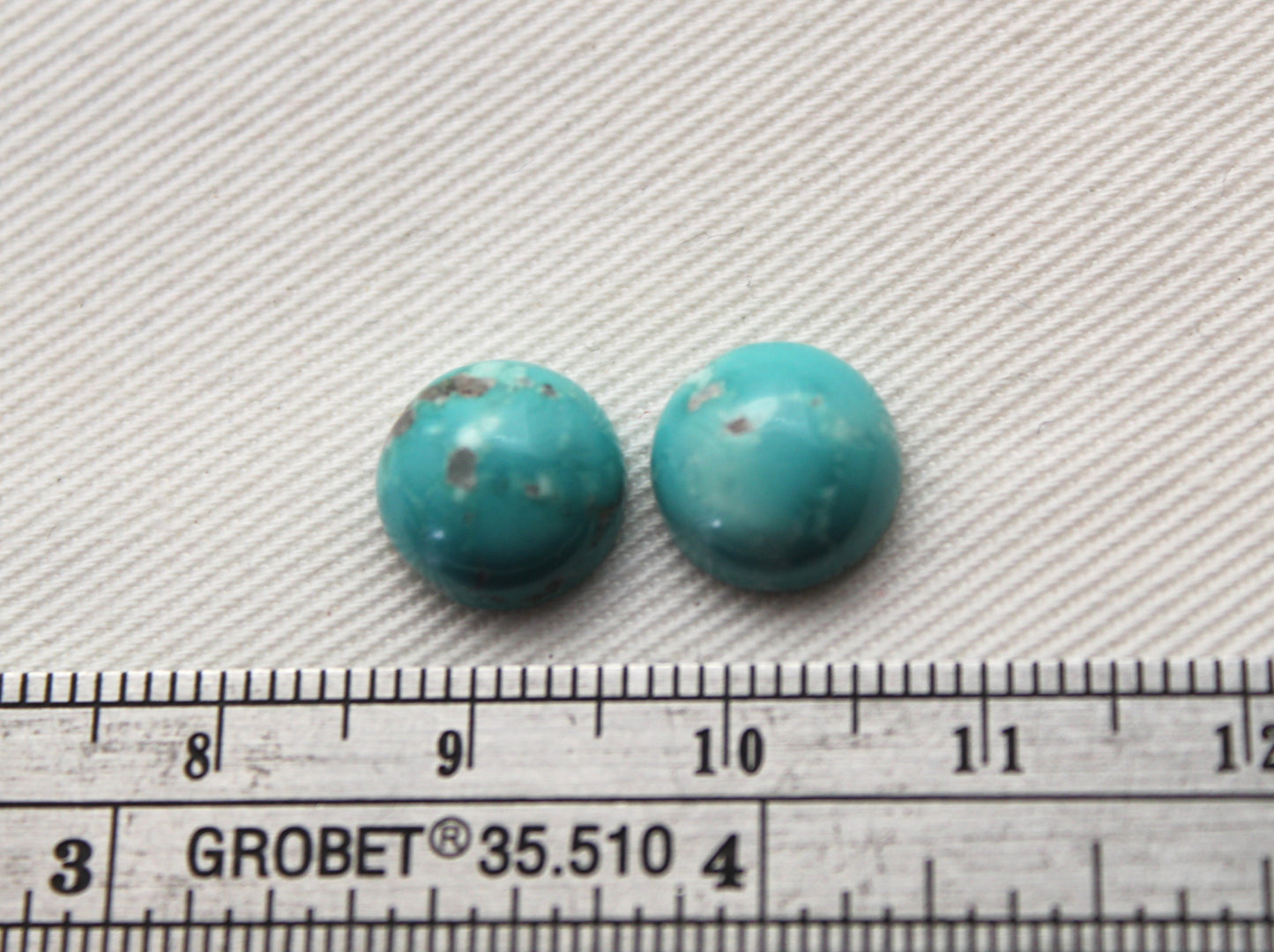TWO round Turquoise cabochons Gemstones 10MM