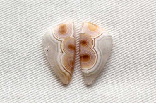 Small Orbicular Agate Cabochons Pair Gemstone natural