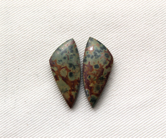 Small Morning Dew Jasper Cabochon Pair Gemstone Green