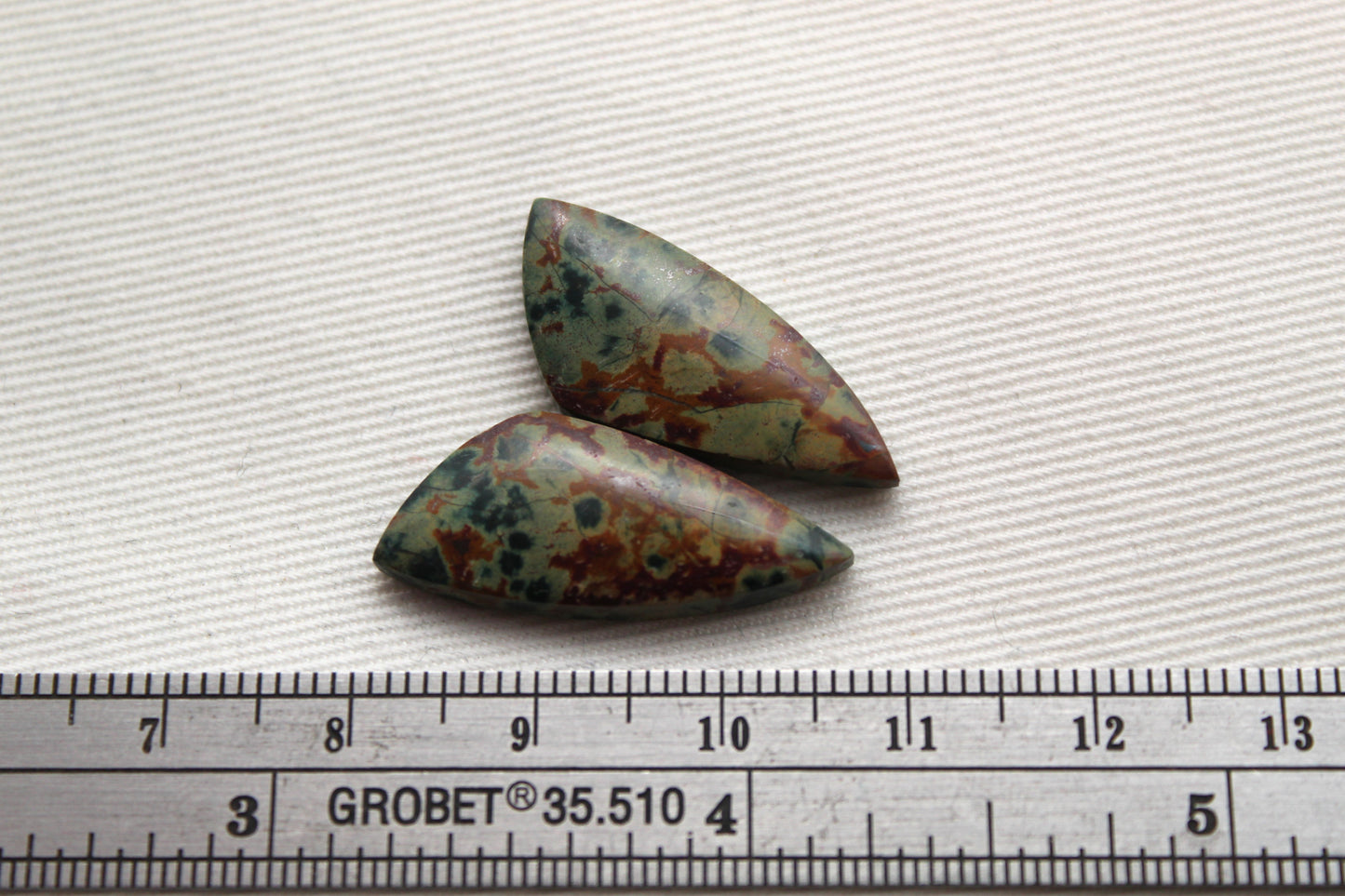 Small Morning Dew Jasper Cabochon Pair Gemstone Green