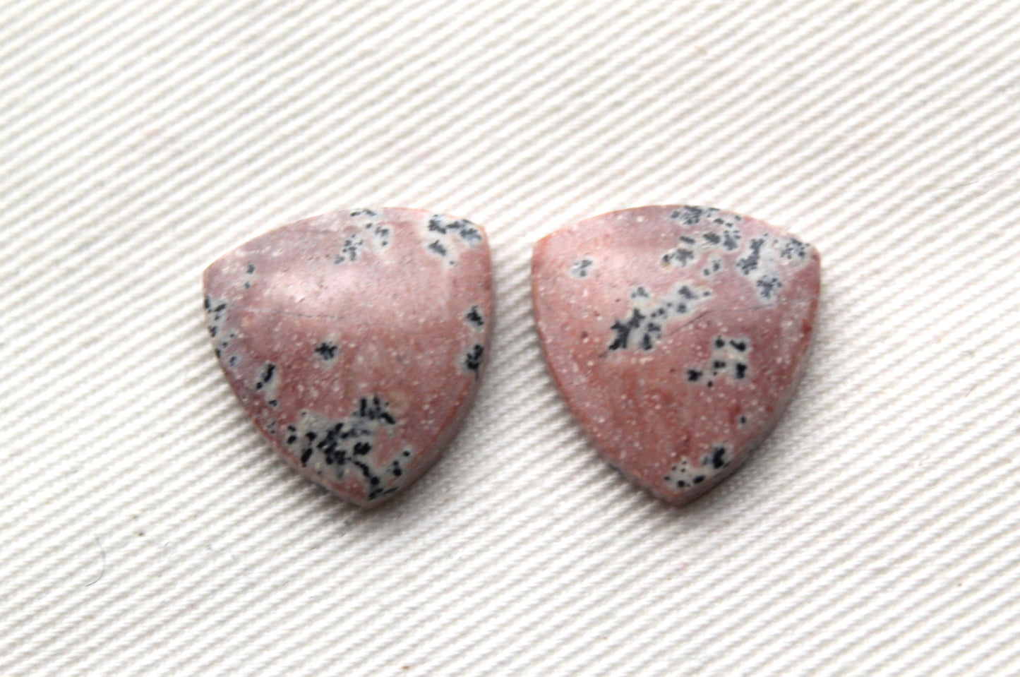 Small Dendritic Jasper Cabochon Pair Gemstone trillion 16MM