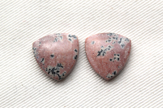 Small Dendritic Jasper Cabochon Pair Gemstone trillion 16MM
