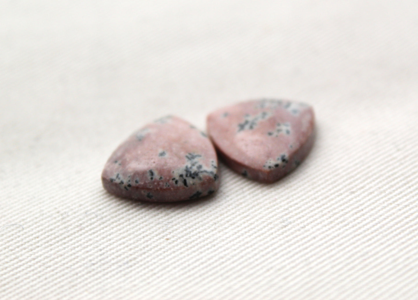 Small Dendritic Jasper Cabochon Pair Gemstone trillion 16MM
