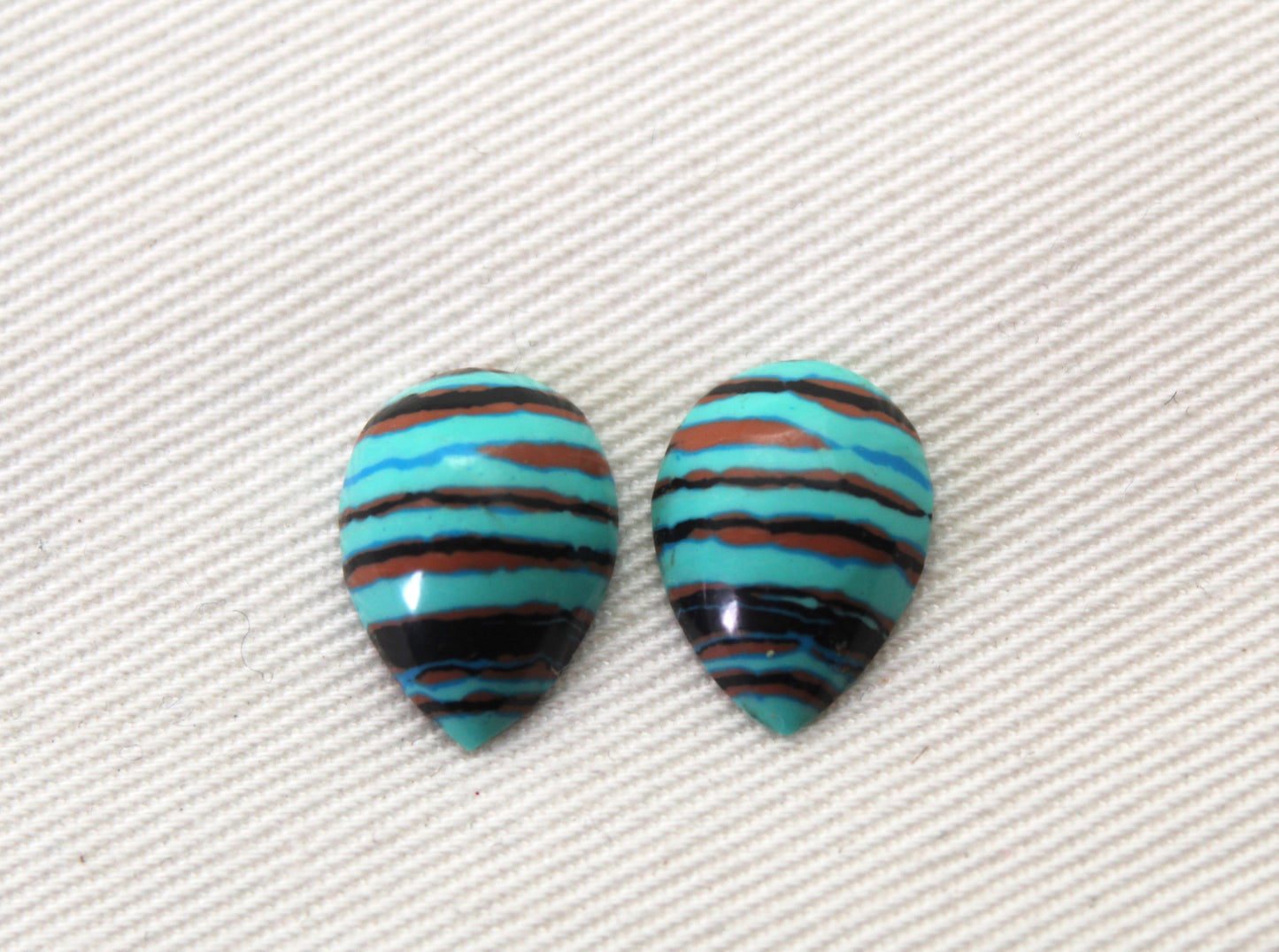 SMALL Rainbow Calsilica Cabochons pair Pear 15X10MM
