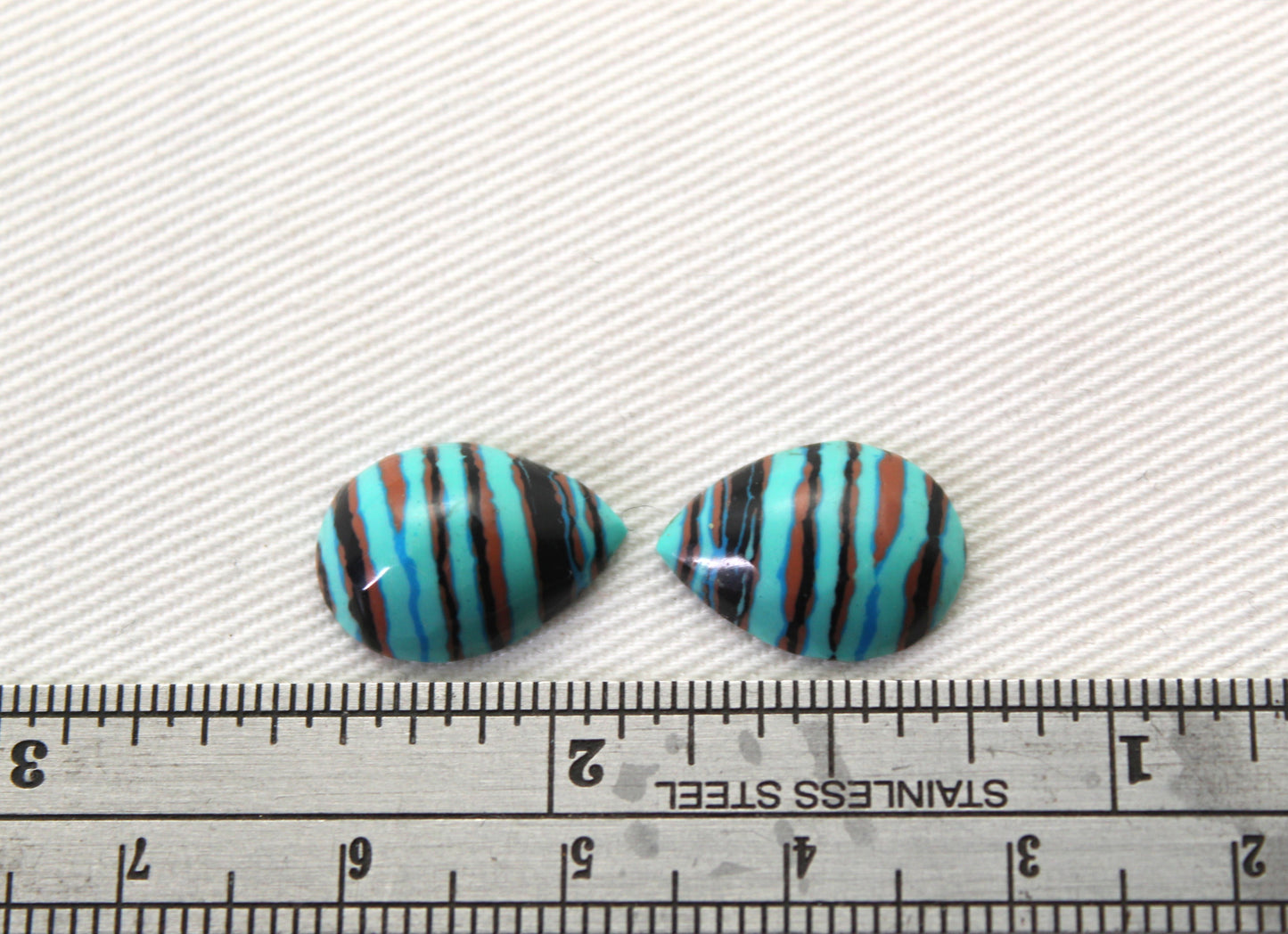SMALL Rainbow Calsilica Cabochons pair Pear 15X10MM
