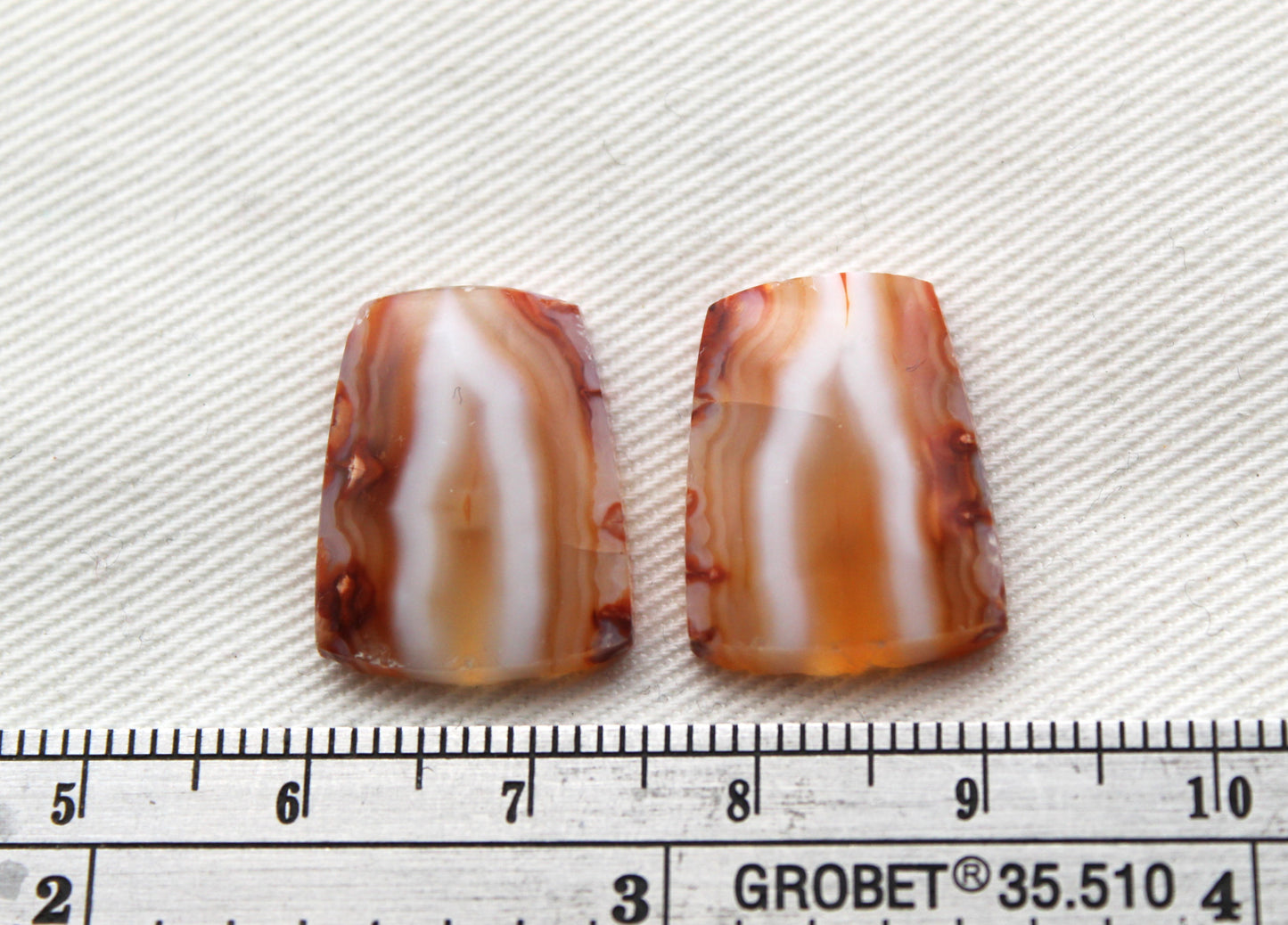 Small Banded Agates Cabochons Pair orange
