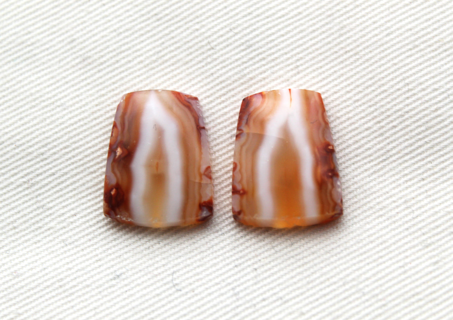 Small Banded Agates Cabochons Pair orange