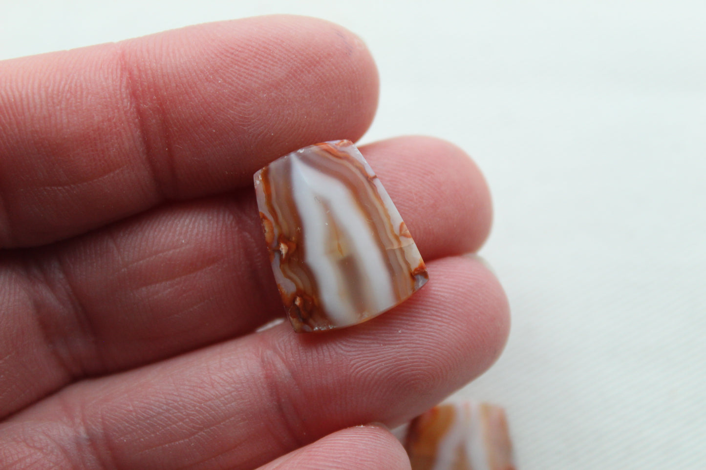 Small Banded Agates Cabochons Pair orange