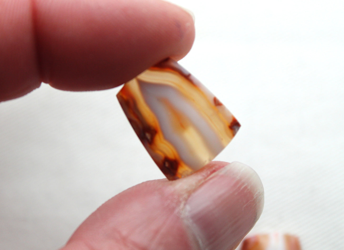 Small Banded Agates Cabochons Pair orange