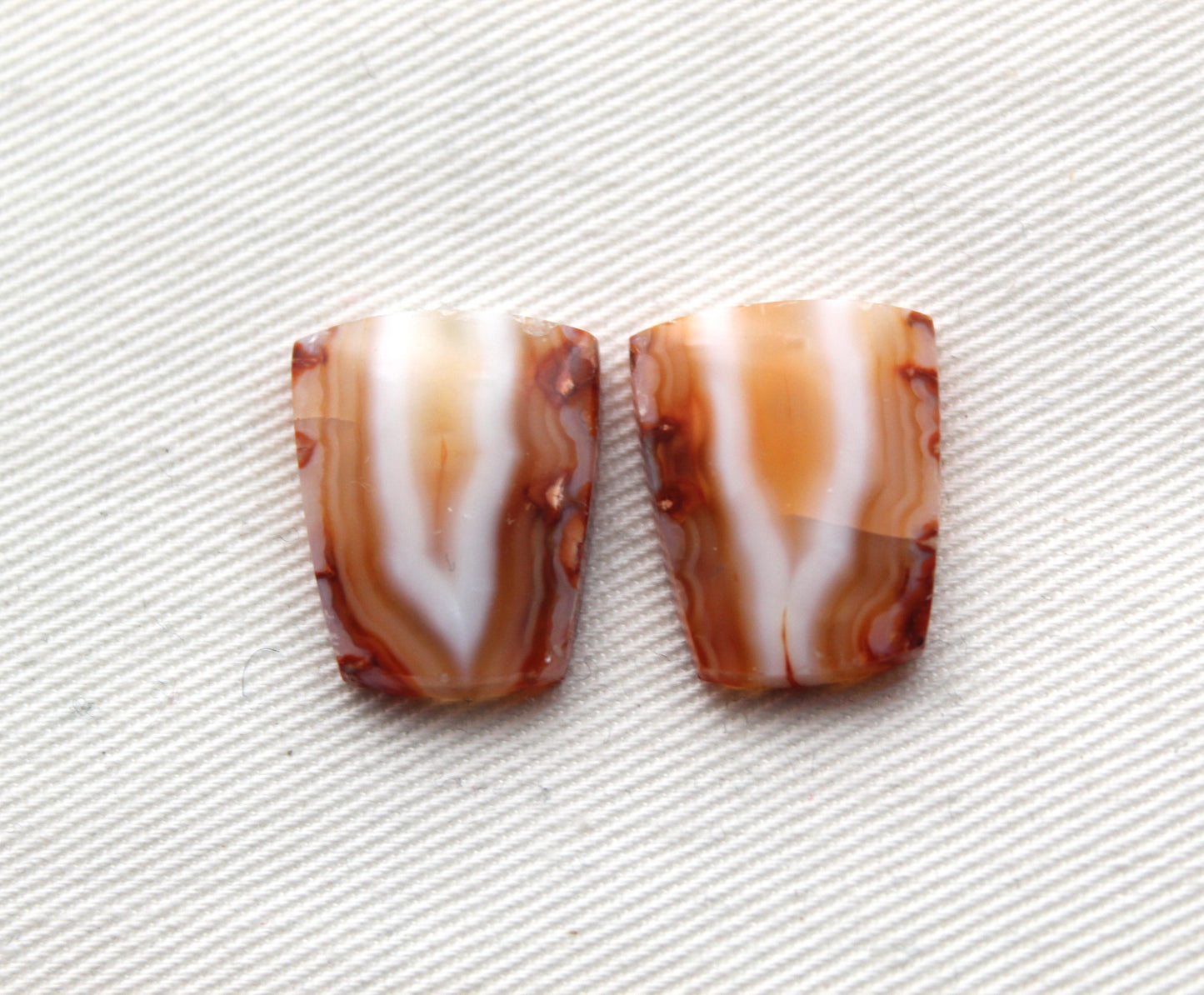 Small Banded Agates Cabochons Pair orange