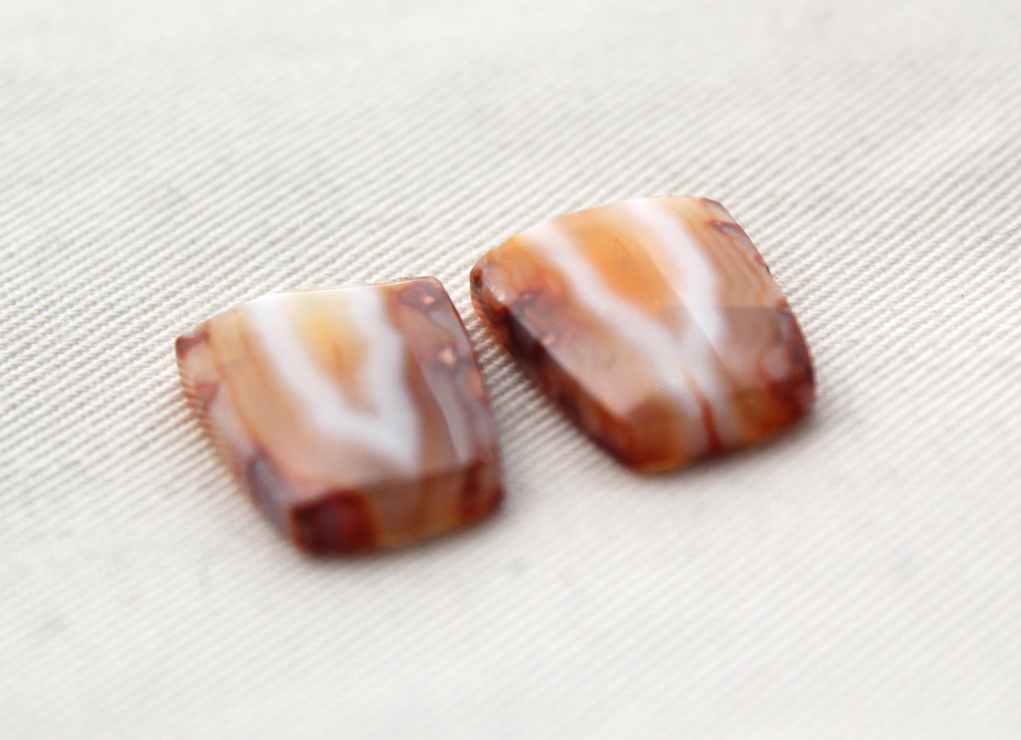 Small Banded Agates Cabochons Pair orange