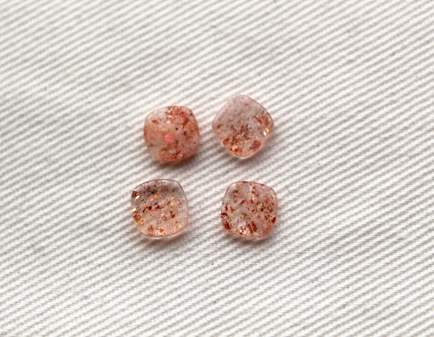 Lot of FOUR Sunstone cabochons 6 MM Gemstones cushion square