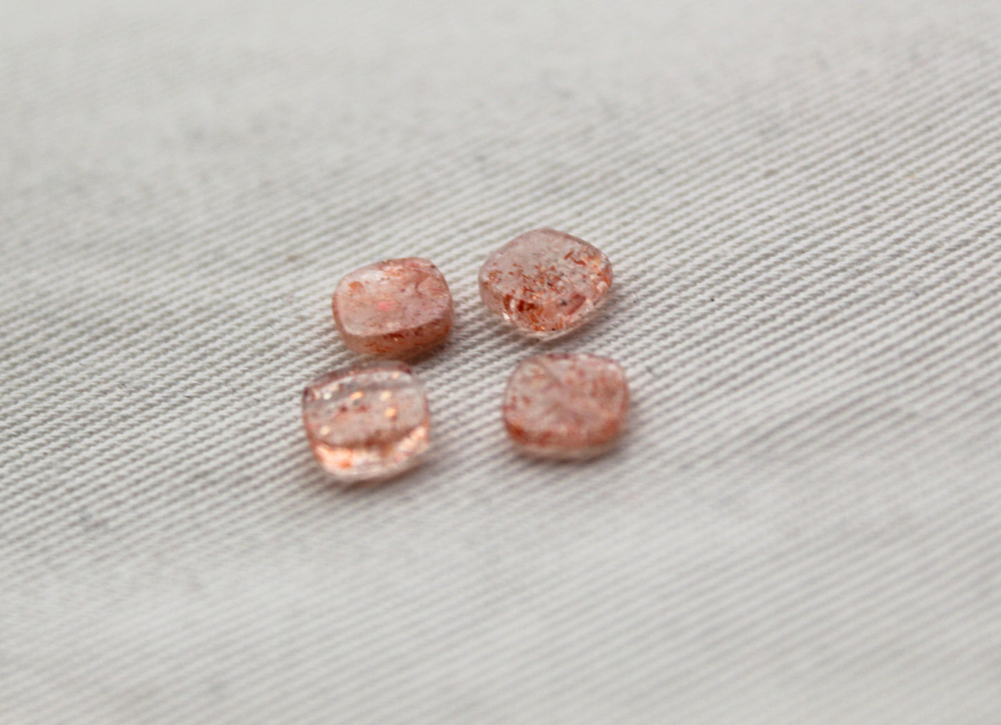 Lot of FOUR Sunstone cabochons 6 MM Gemstones cushion square