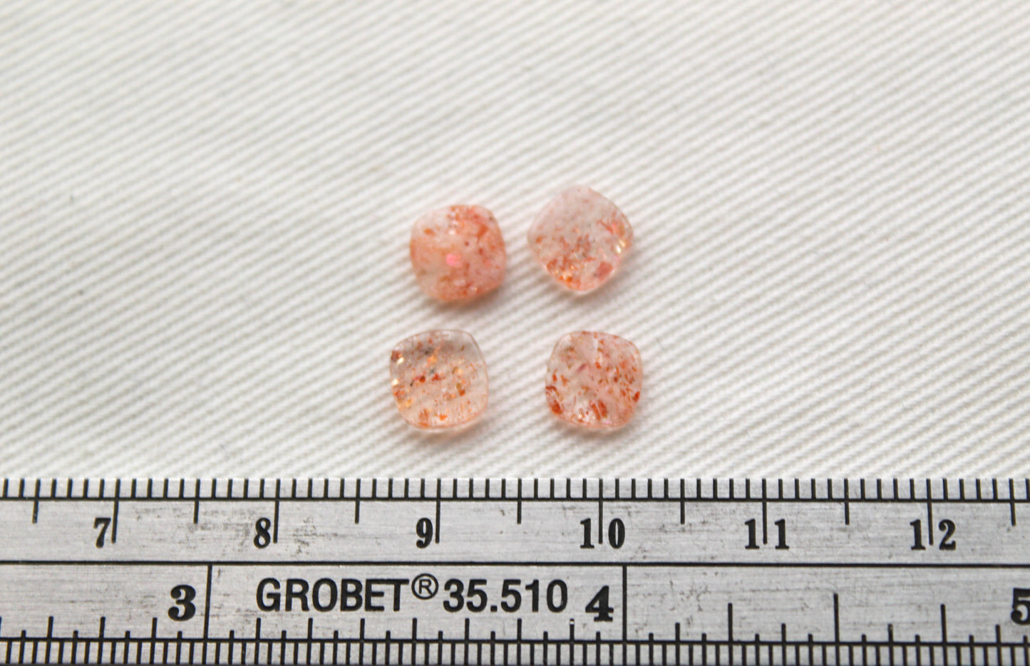 Lot of FOUR Sunstone cabochons 6 MM Gemstones cushion square