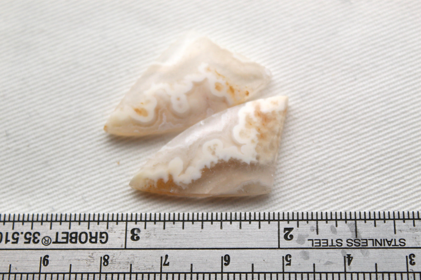 Pandora Agate Pair Cabochon Gemstone white beige