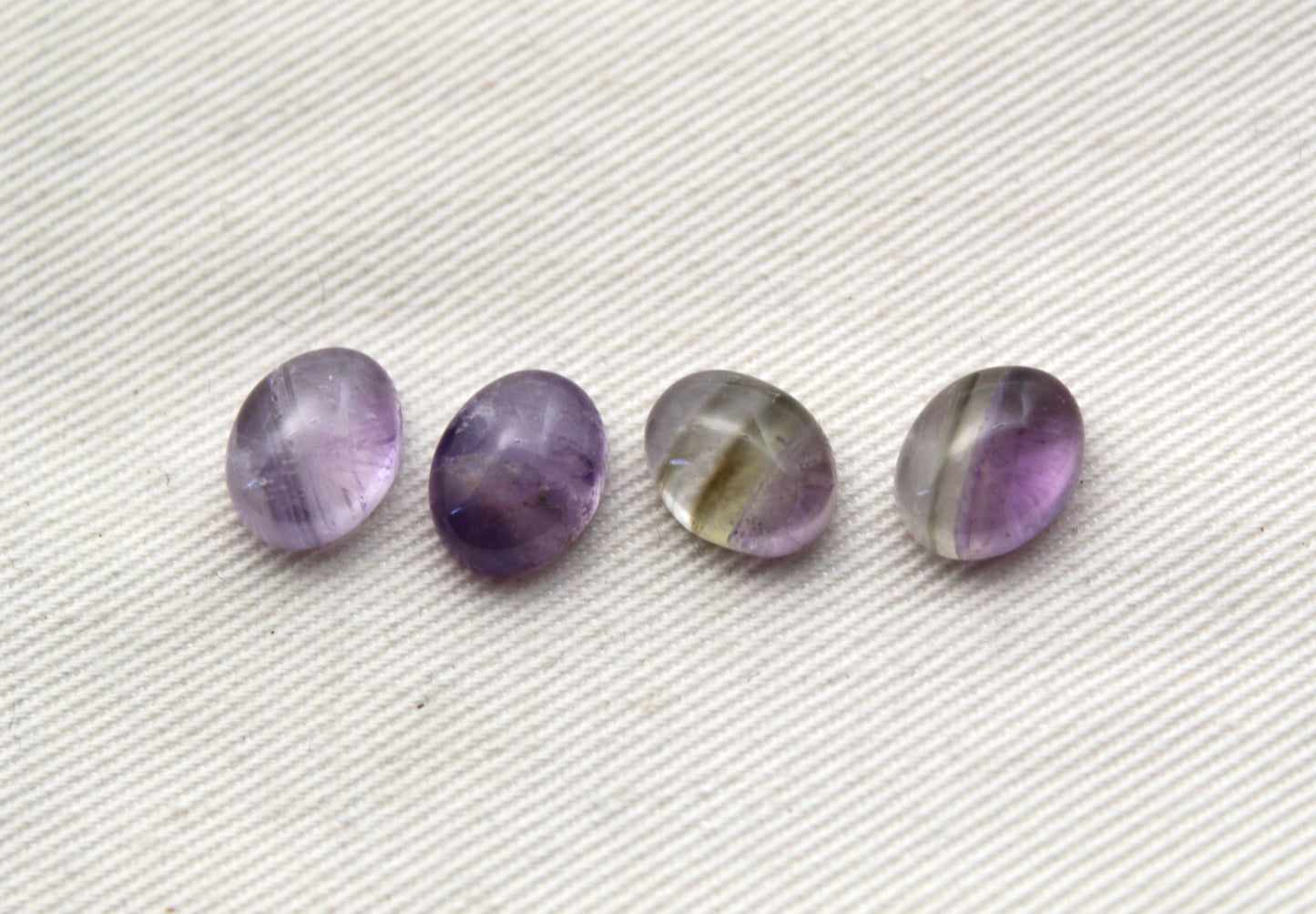 FOUR amethyst Chevron oval cabochons 8X10MM