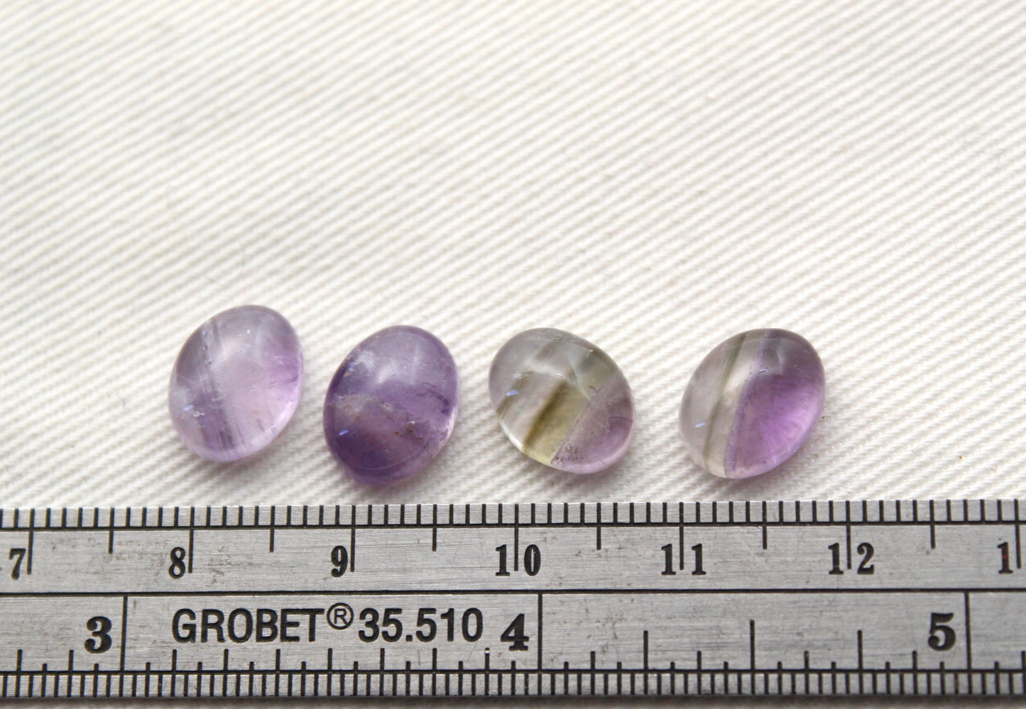 FOUR amethyst Chevron oval cabochons 8X10MM