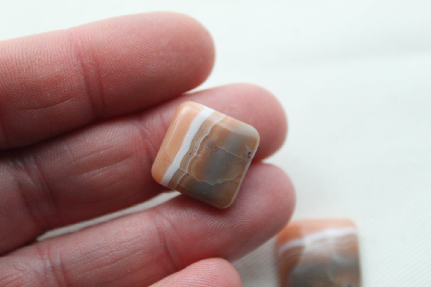 TWO square Lace Agate Cabochons Gemstones 15MM