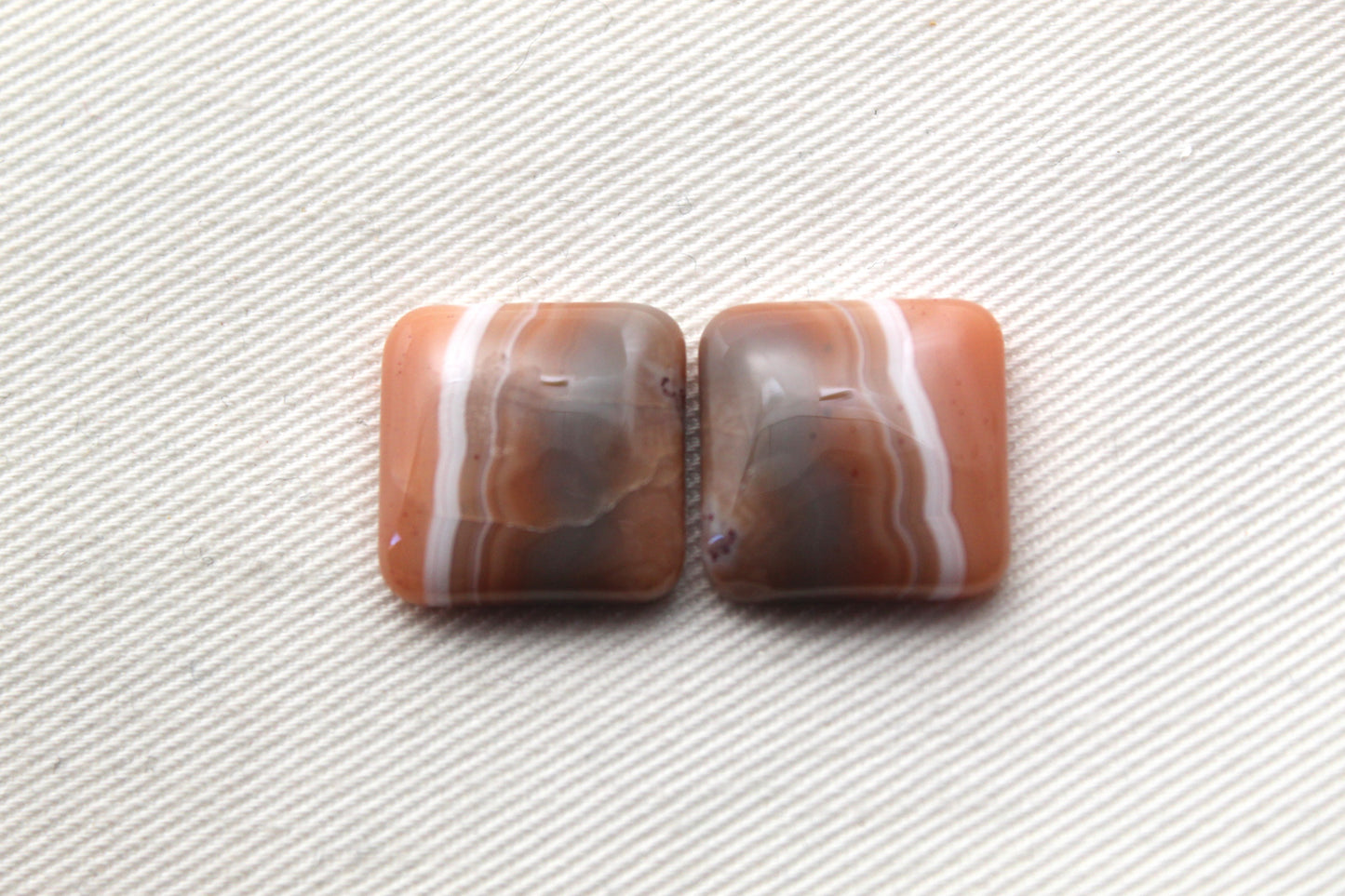 TWO square Lace Agate Cabochons Gemstones 15MM
