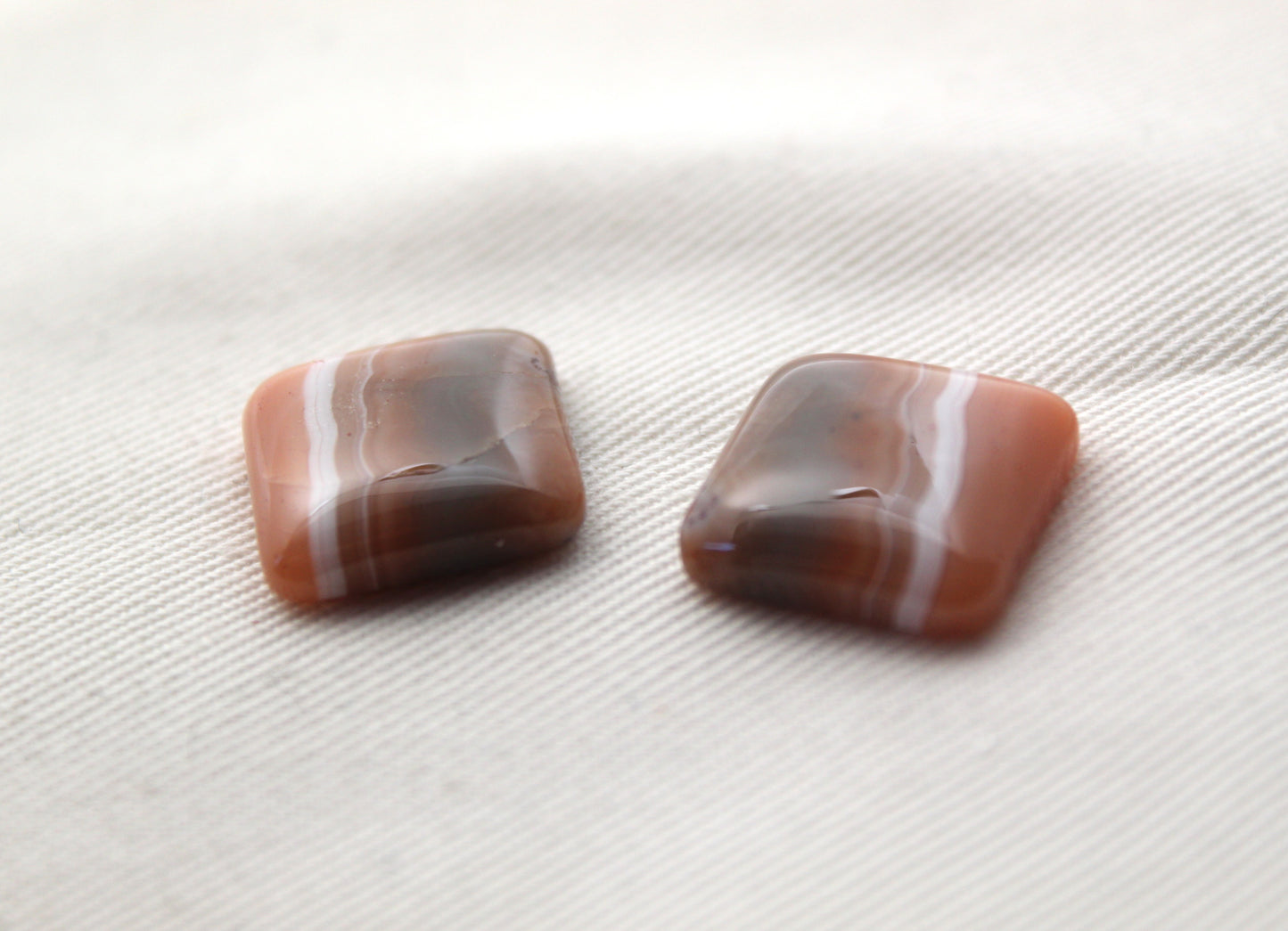TWO square Lace Agate Cabochons Gemstones 15MM