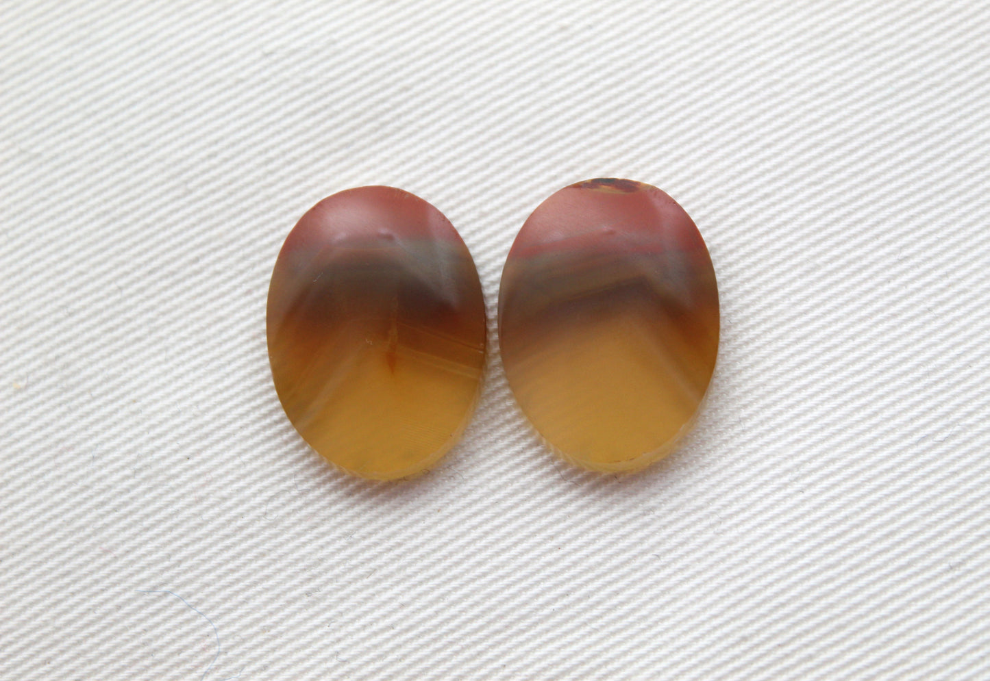 Pair Indonesian Agate Cabochons gemstone natural Oval