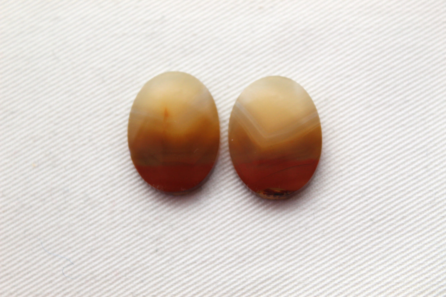 Pair Indonesian Agate Cabochons gemstone natural Oval