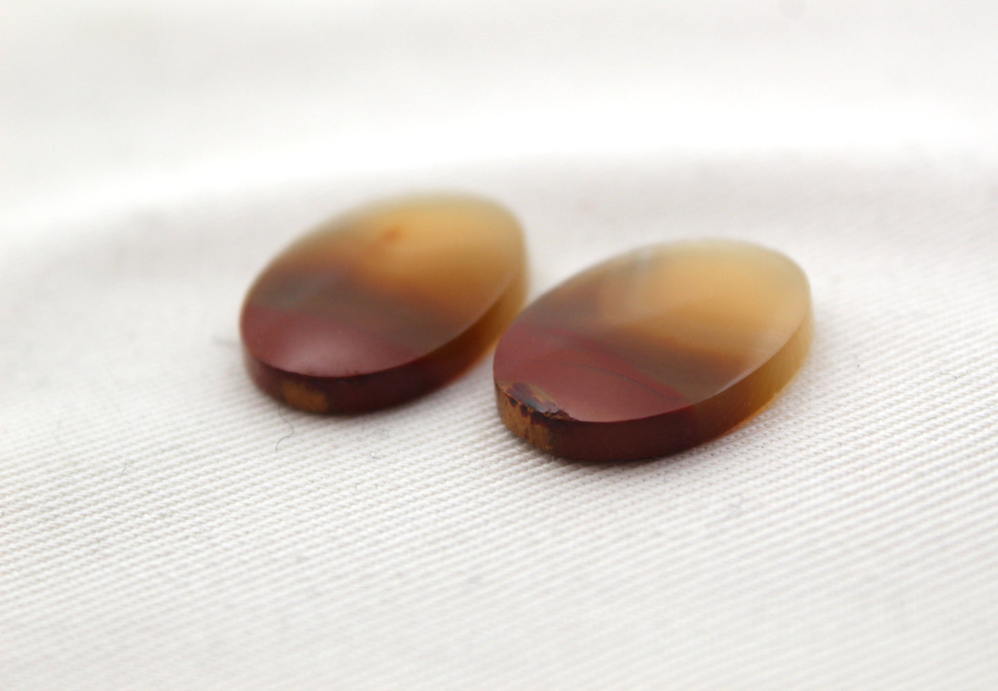 Pair Indonesian Agate Cabochons gemstone natural Oval