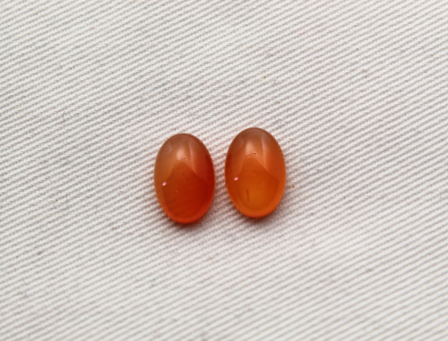 TWO Oval Carnelian Cabochons 8X12MM