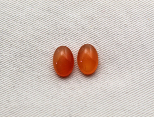 TWO Oval Carnelian Cabochons 8X12MM