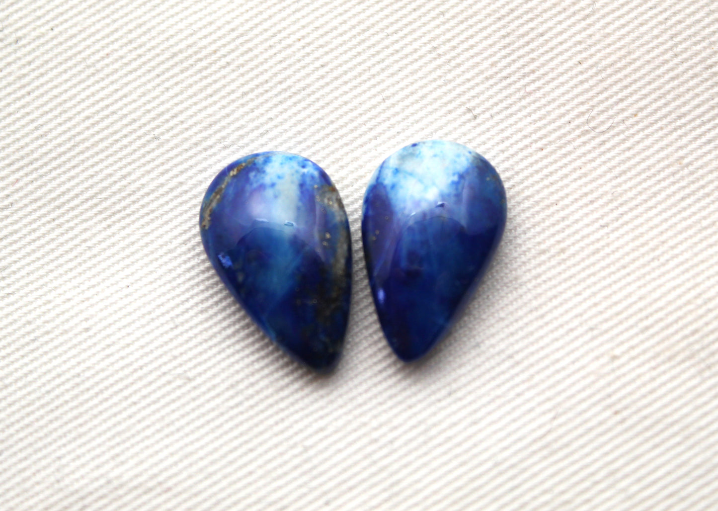 Paire de cabochons Lapis Lazuli Pierres précieuses Croix 12X16MM