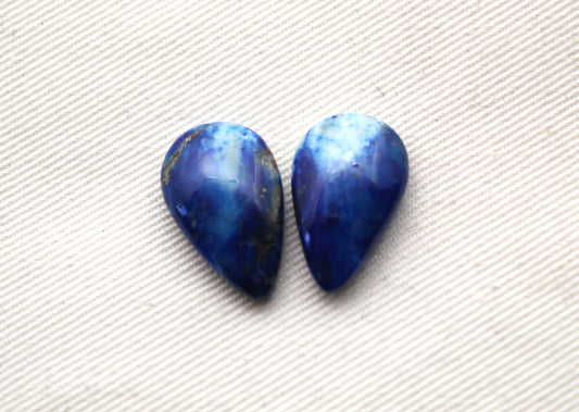 Paire de cabochons Lapis Lazuli Pierres précieuses Croix 12X16MM