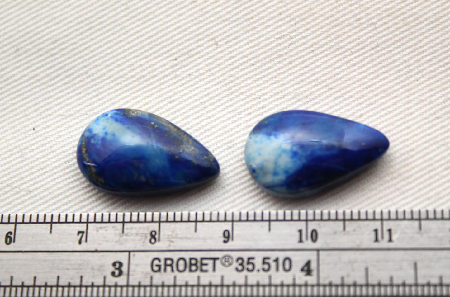Paire de cabochons Lapis Lazuli Pierres précieuses Croix 12X16MM