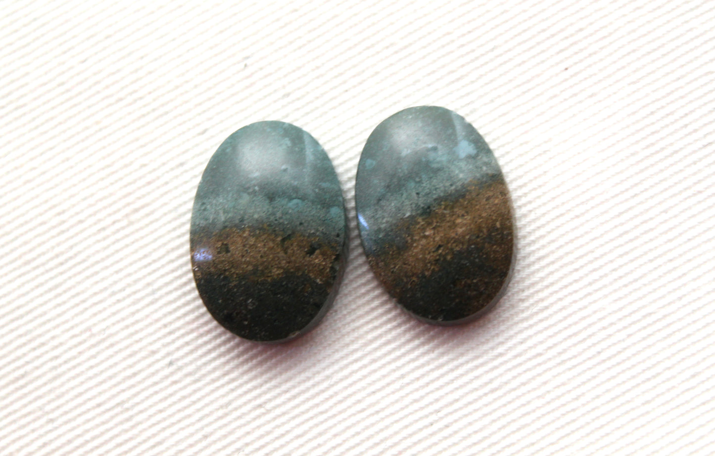 Small Neela Terra Jasper Cabochon Pair Gemstone Green