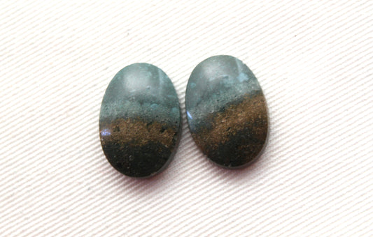 Small Neela Terra Jasper Cabochon Pair Gemstone Green