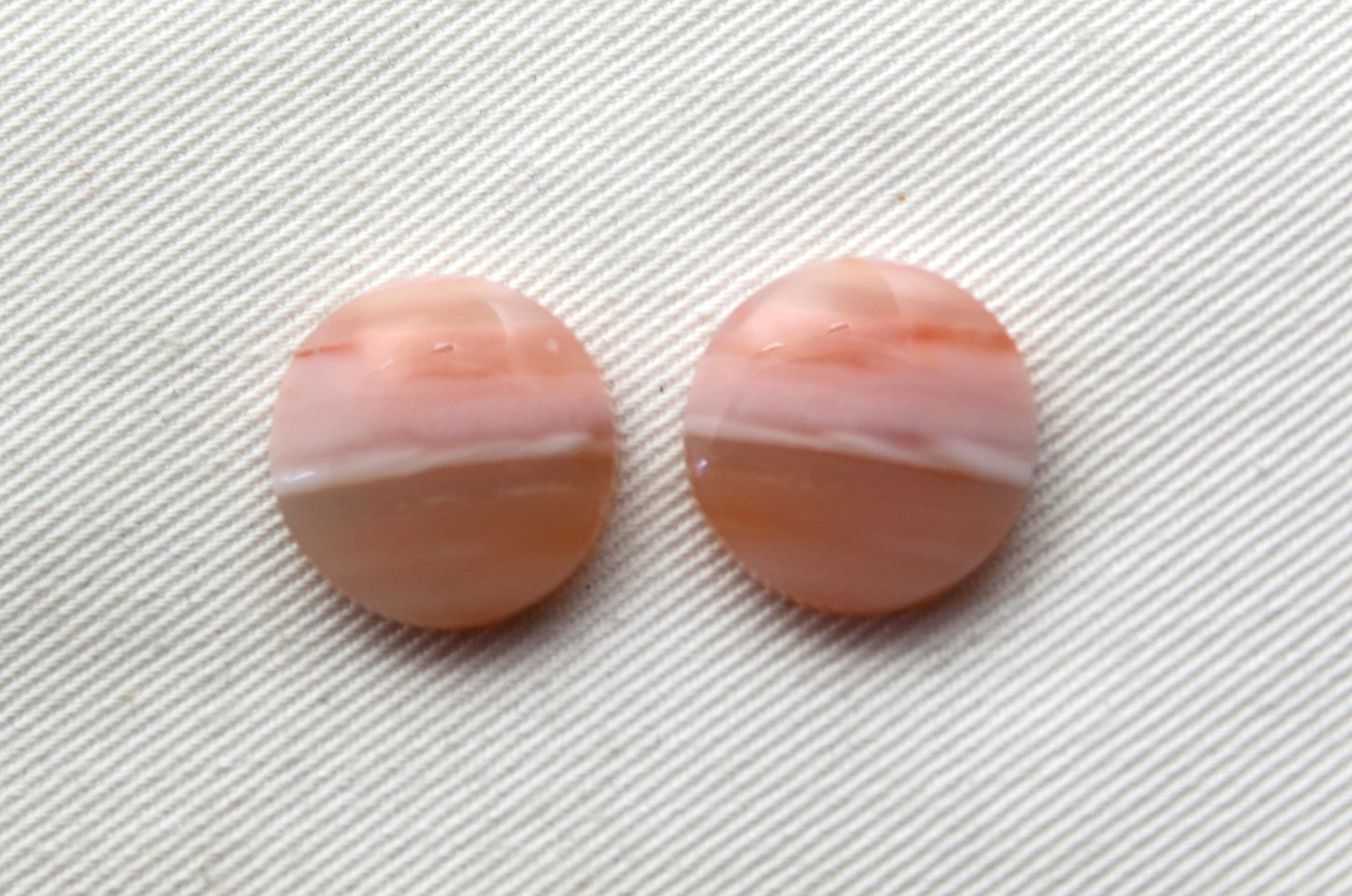 Pair Indonesian Timor Agate Cabochons gemstone natural round 17MM