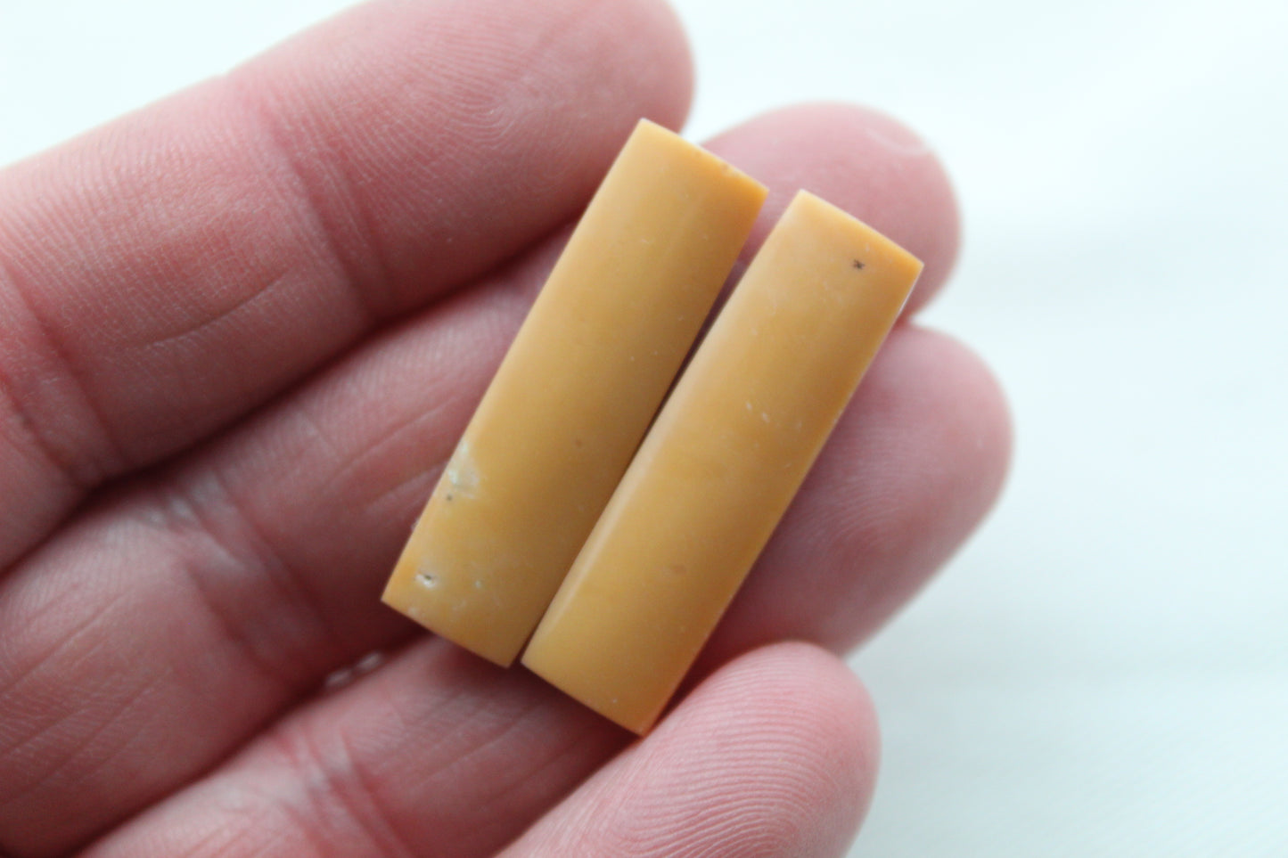 Yellow Chrysoprase Cabochon Pair Gemstone rectangle